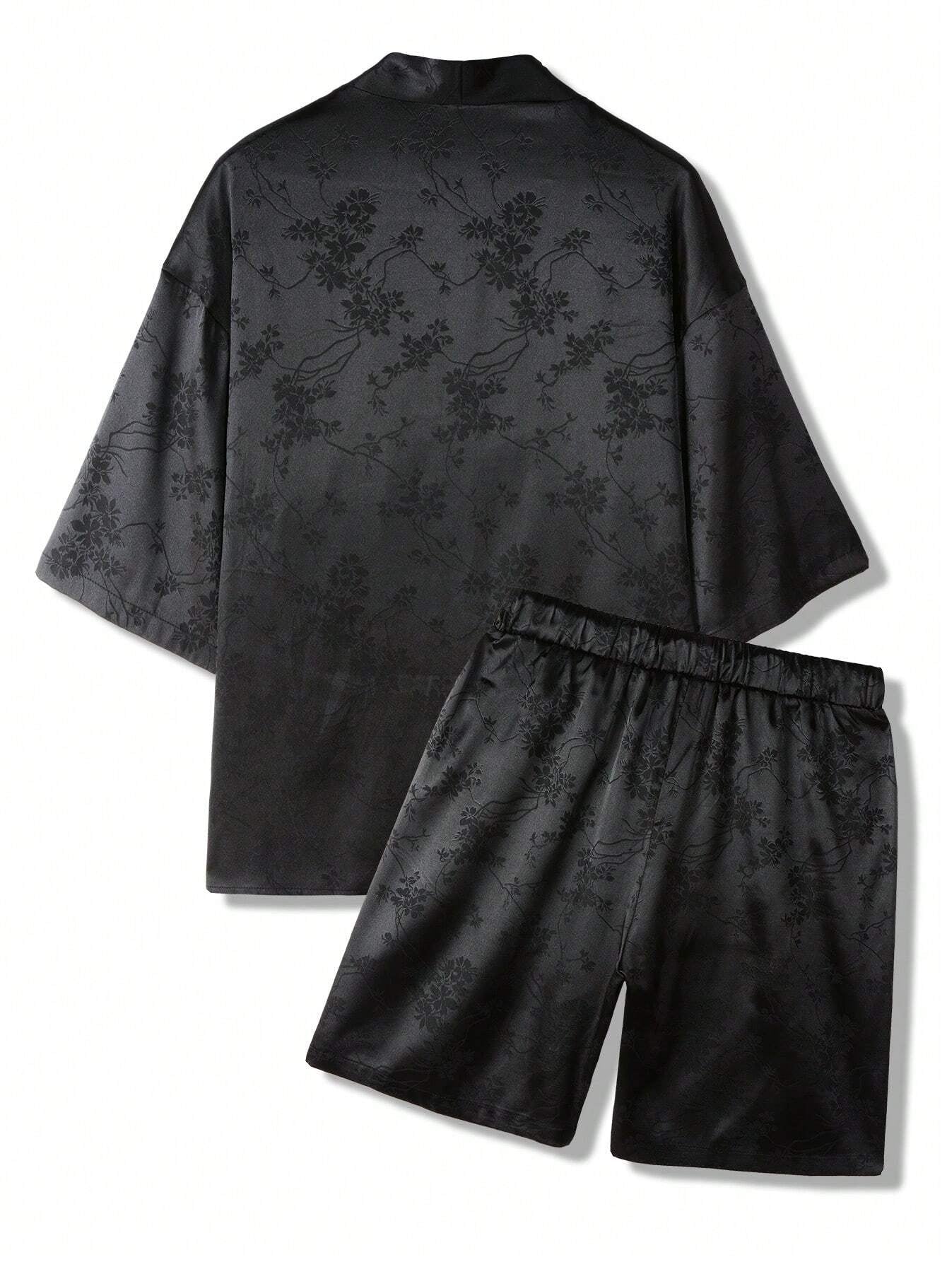 Conjunto Hypemode Camisa e Shorts Estampa Floral Jacquard