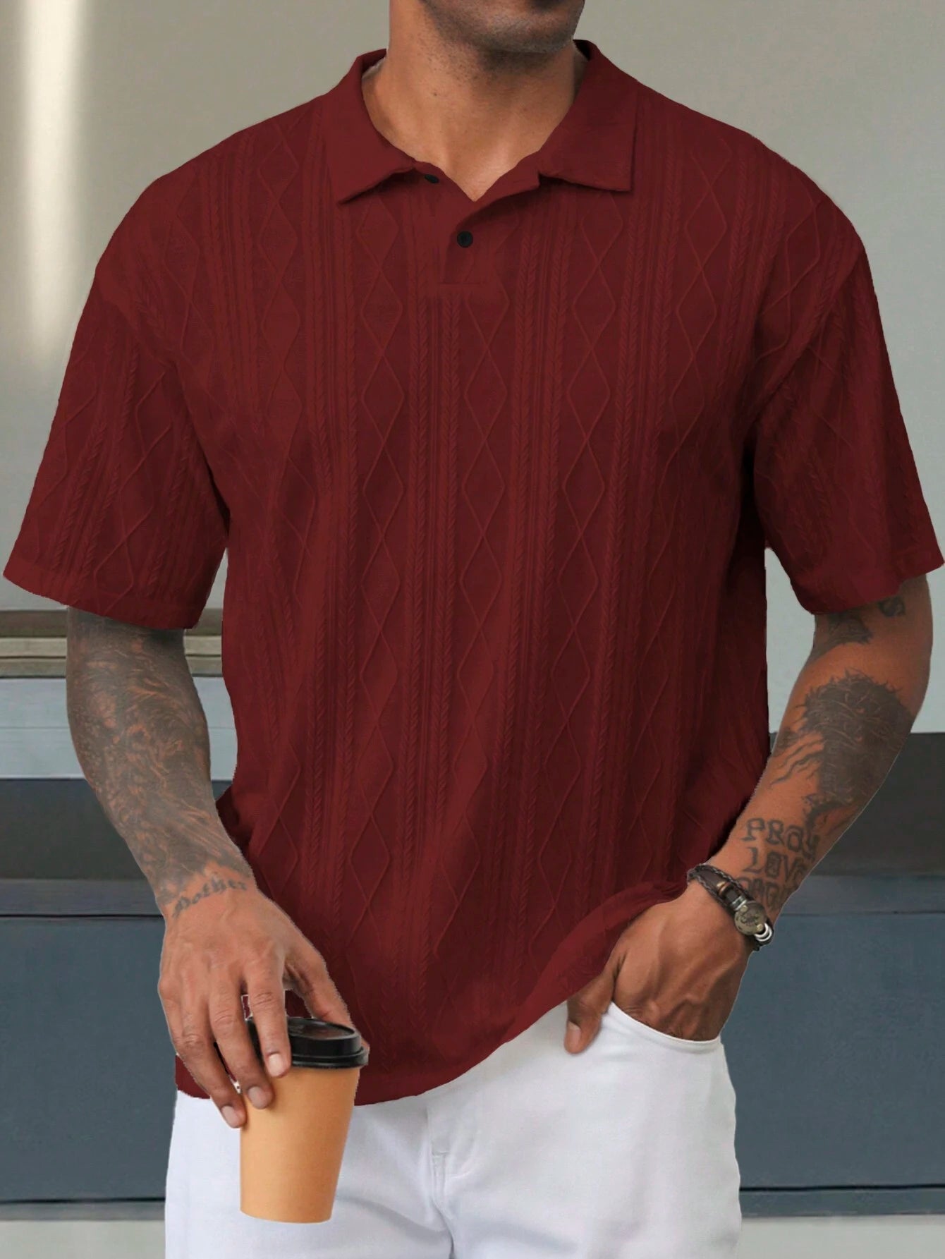 Camisa CasualCool Polo de Manga Curta Casual/Escritório