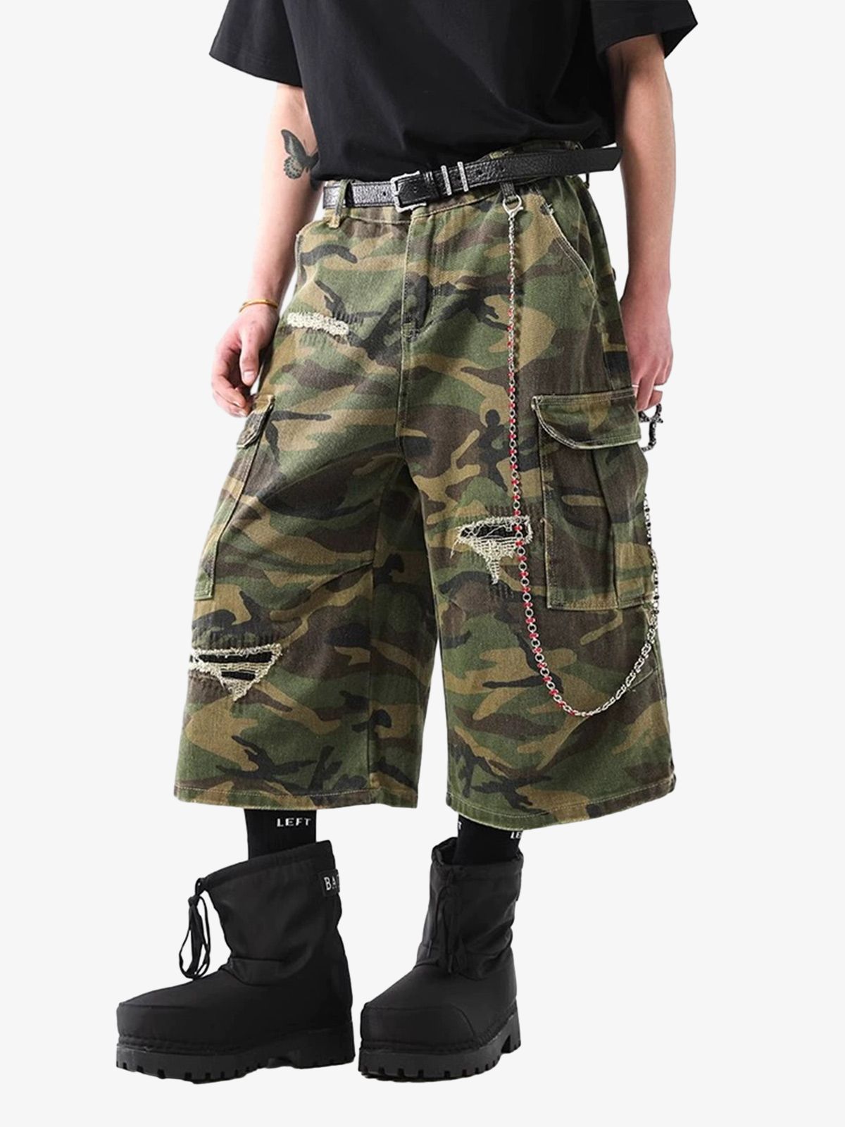 Shorts Retro Ripped Camouflage Cropped