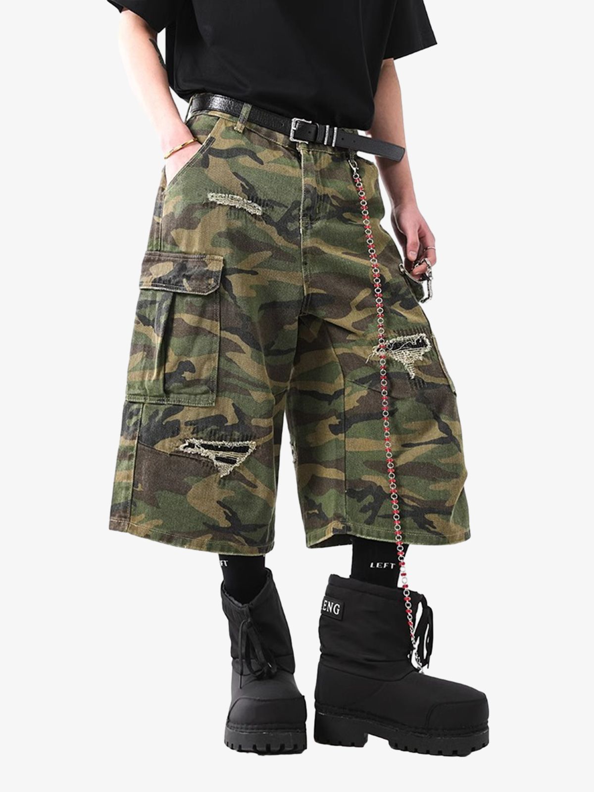 Shorts Retro Ripped Camouflage Cropped