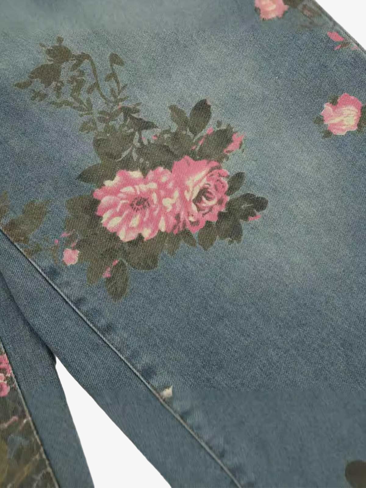 Calça Floral Rose Straight