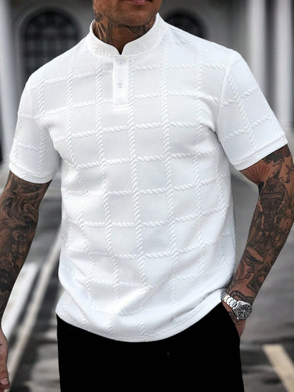 Camisa CasualCool Polo de Cor Sólida com Gola Padre
