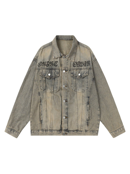Jaqueta Washed Vintage Letter