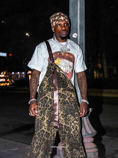 Macacão Leopard Print Street Style Workwear
